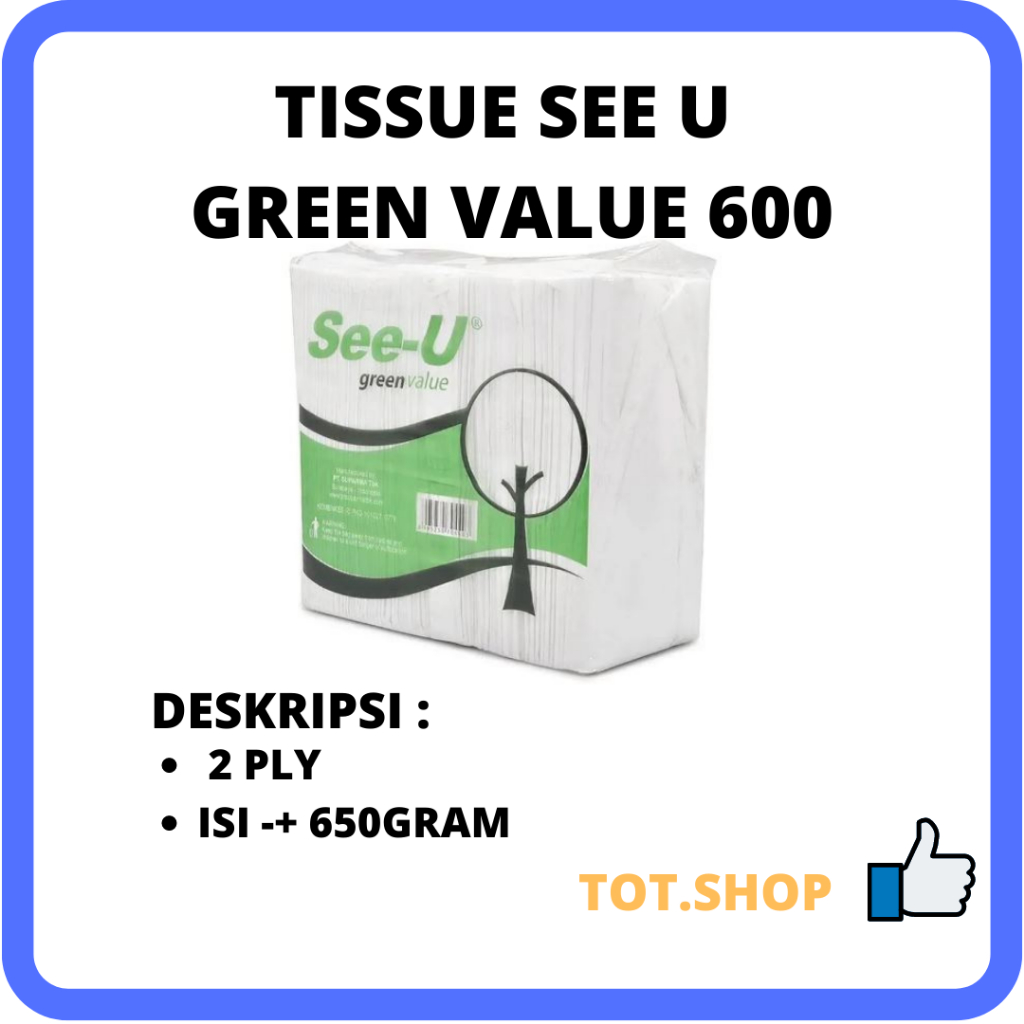 Murah Tisu Tissue See-U See U Green Value 650 sheet 2ply Kiloan 650 gram Tisu Wajah