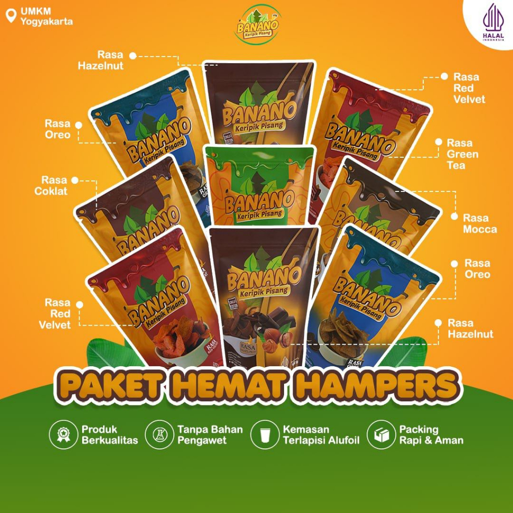 

Banano Paket Hemat Hampers Keripik Pisang Original Camilan Kripik Aneka Rasa Isi 9 Pcs