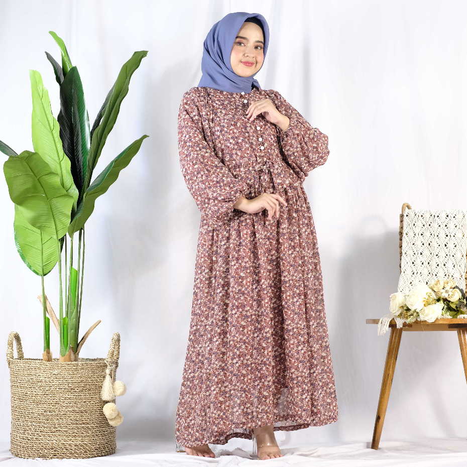 THALITA DRESS CERUTY MOTIF BUNGA/Dress Ceruty premium