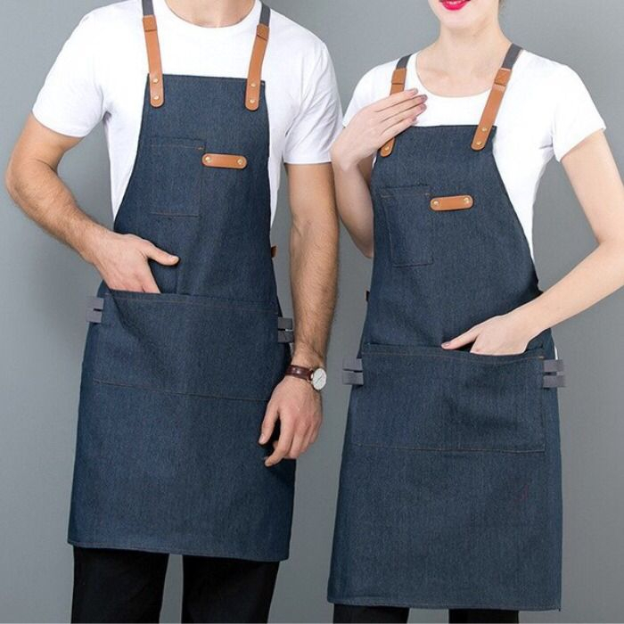 Apron Custom New Kitchen Celemek Denim Barista Waiters Barbershop Unisex Original