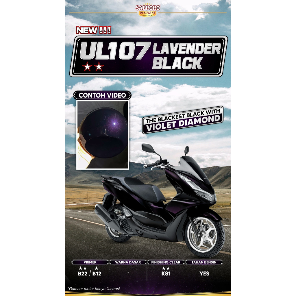 Paket Cat UL107 Lavender Black / SAPPORO ULTIMATE / Cat Semprot