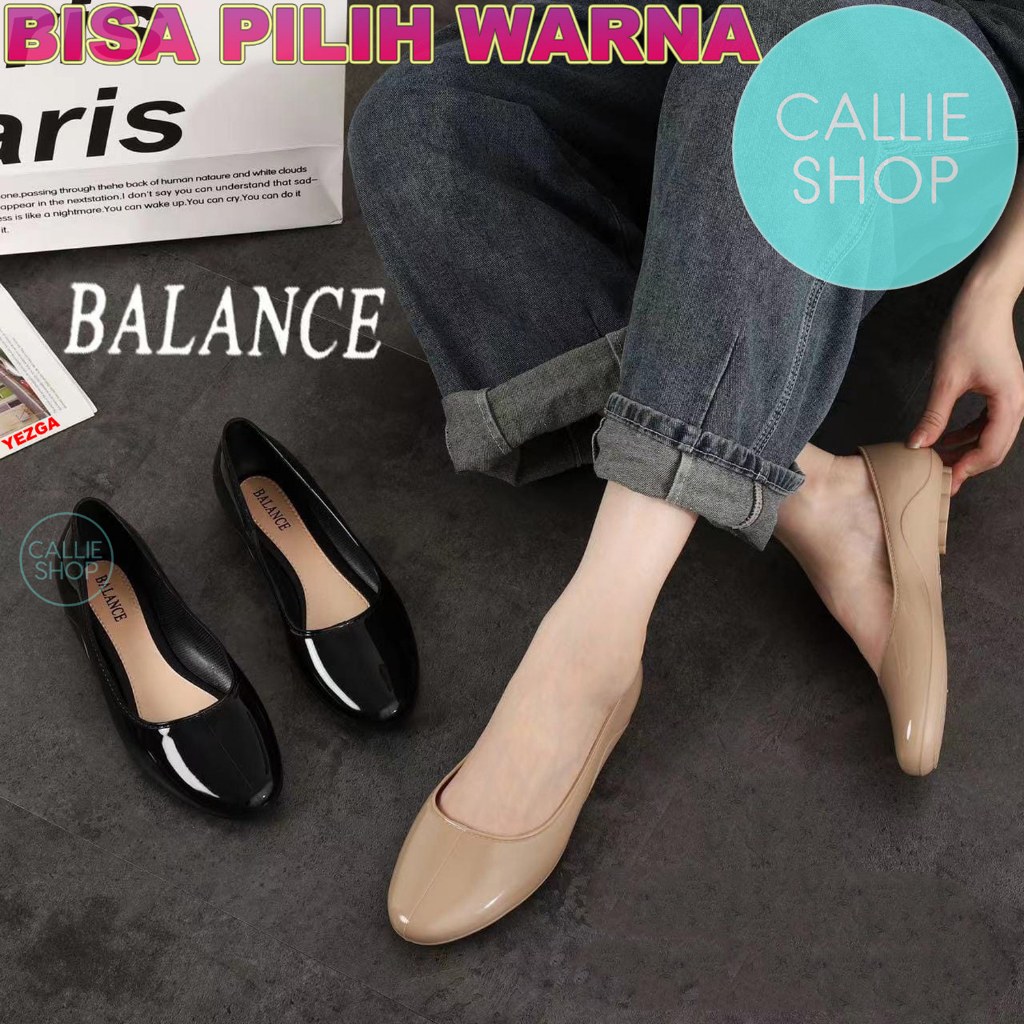 Sepatu Flat Shoes Wanita Simpel Elegan Jelly Balance 1802-B FLLN