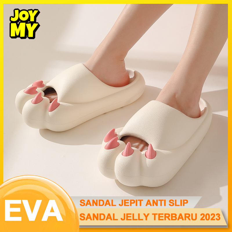 Sendal Jelly Wanita korean style Karet Sandal Import Terbaru Motif Kartun Beruang Cakar Sandal Kamar Tebal Yang Lembut Nyaman Dan Bergaya