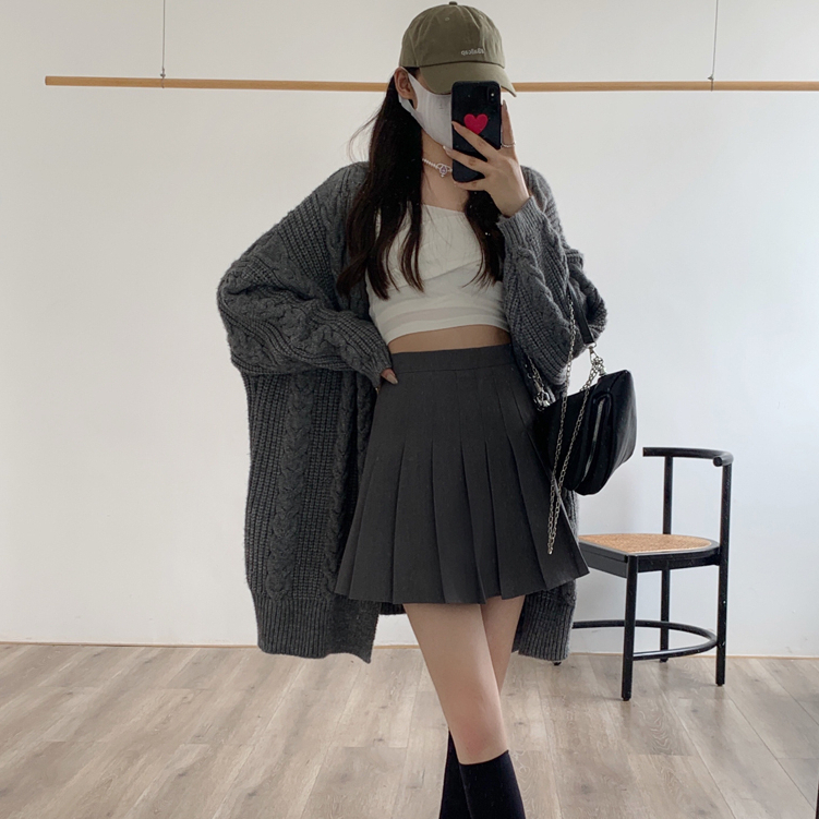 YIU YIU Rajut - Korean Style Women Mini Skirt Pleated Plain Rok Pendek Polos Model Lipat Tennis Skirt Rok Mini With Inner Pants