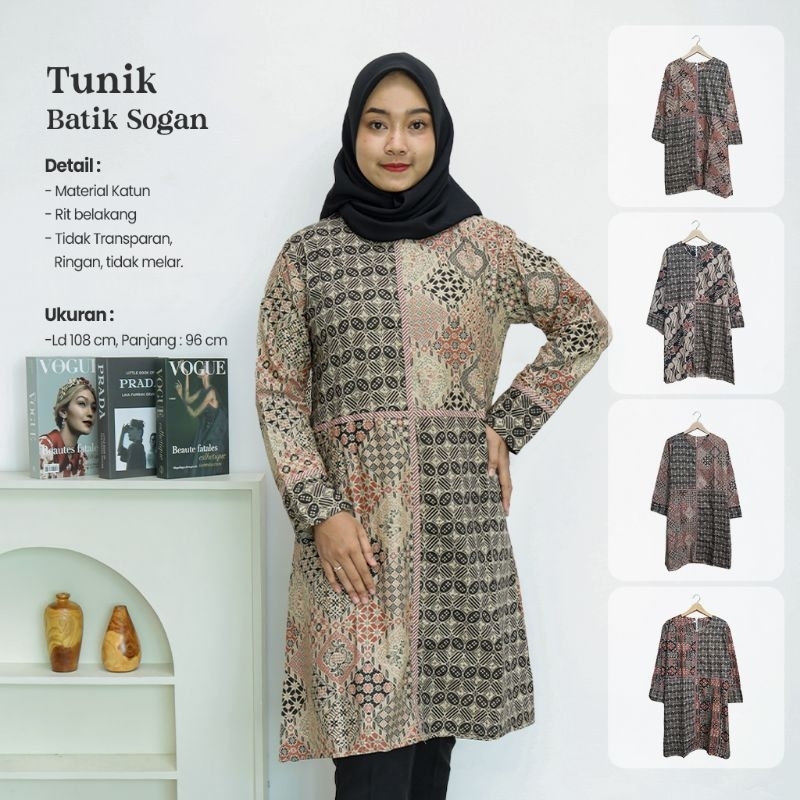 Tunik Batik Sogan Lengan Panjang - Naira Batik