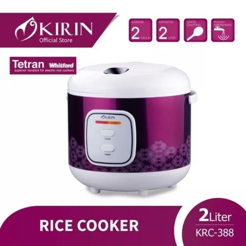 KIRIN Rice Cooker/Magic Com 2 Liter KRC 388 Free Packing Bubble Wrap