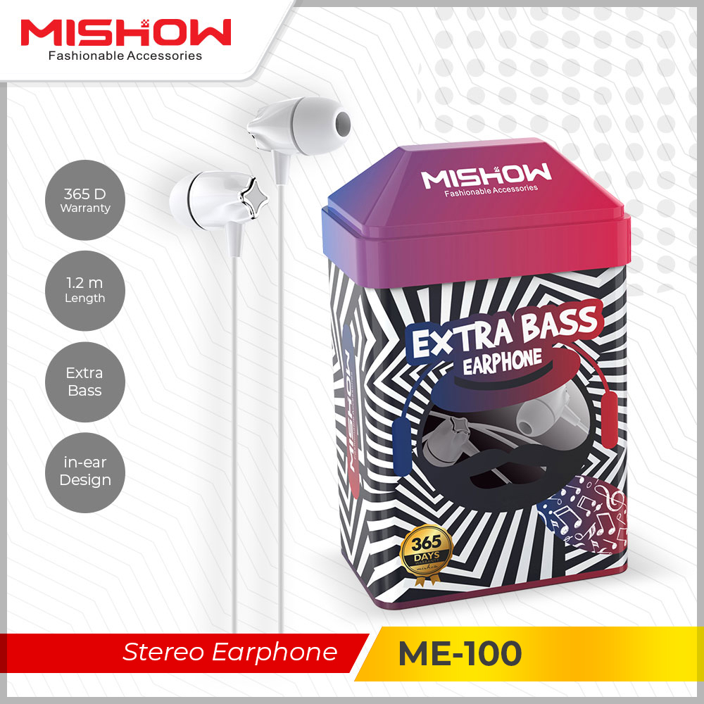 Headset MISHOW Super Extra Bass Handsfree Earphone With Mic - ME100