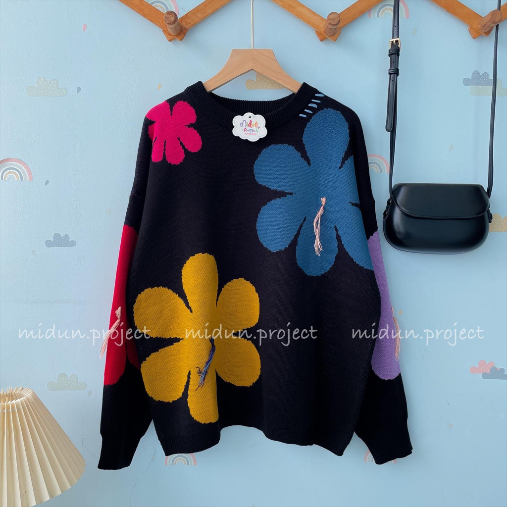 TIANA FLOWERS KNIT | SWEATER RAJUT IMPORT KOREAN LOOK