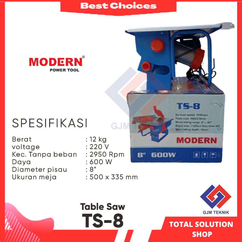 Mesin Table Saw TS-8 Modern 8 inch - Table saw murah modern - table saw 8 inch - gergaji meja modern