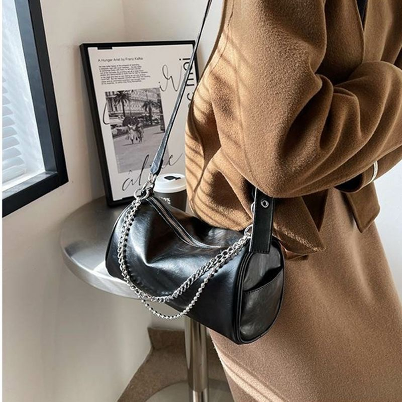 Tas selempang wanita rantai silinder tas selempang wanita tas bahu tunggal tas kecil