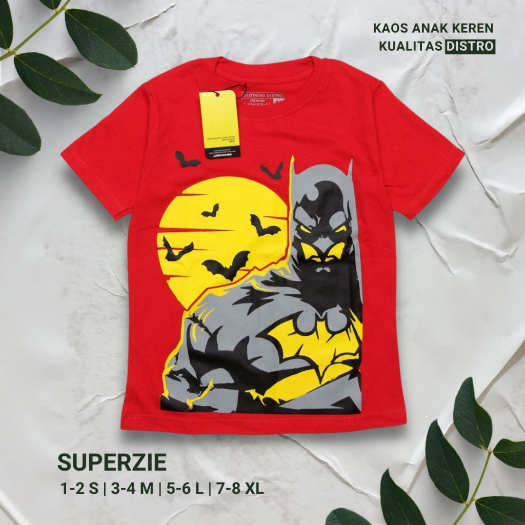 RGKIDS Kaos Anak Distro Premium Oblong Batman Kalong Merah threepoint Baju Anak Laki-laki Superhero