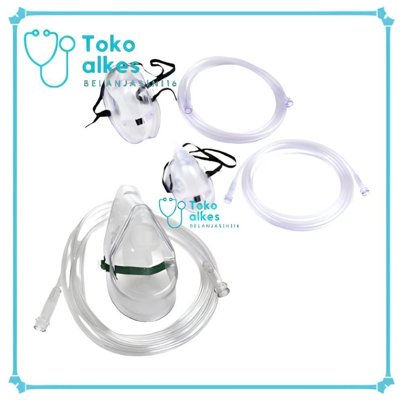 Masker Oksigen Dewasa / Anak Sungkup Oksigen Mask Adult Selang Masker Oksigen Adult