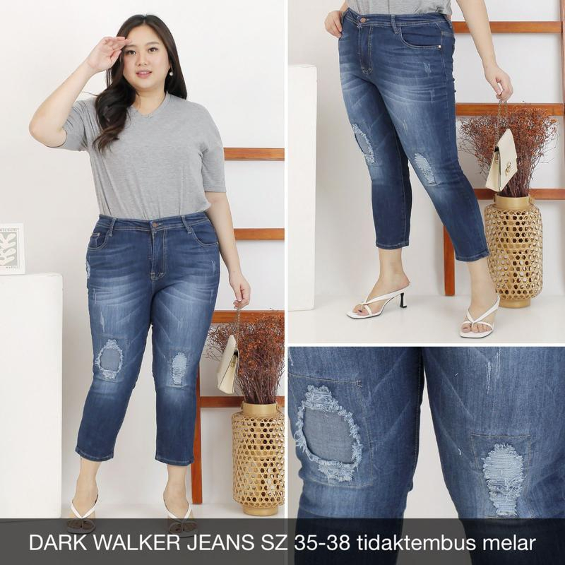 CELANA JEANS WANITA UKURAN NORMAL &amp; JUMBO  7/9 WALKER RIPPED SERIES-SYS CLOTHIER