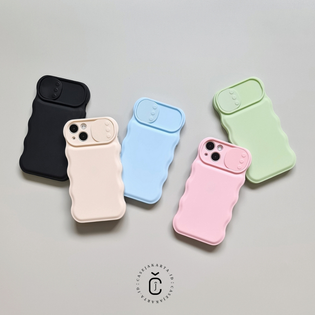 WSC - IPHONE X / XS / XR / 11 / 11 PRO / 11 PRO MAX / 12 / 12 PRO / 12 PRO MAX / 13 / 13 PRO / 13 PRO MAX / 14 / 14 PRO / 14 PRO MAX - SLIDING WAVE soft case gelombang berwarna-i pastel candy macaron