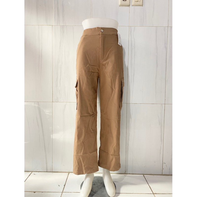 celana kulot cargo wanita katun twill premium