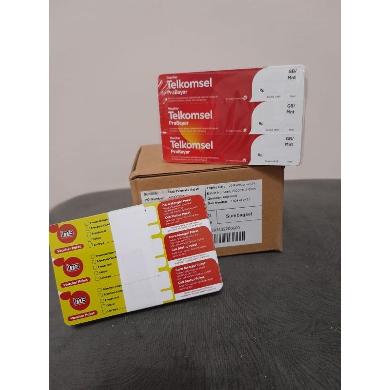 102 Pcs Vocer kosong (Telkomsel & Indosat) SUMBAGSEL