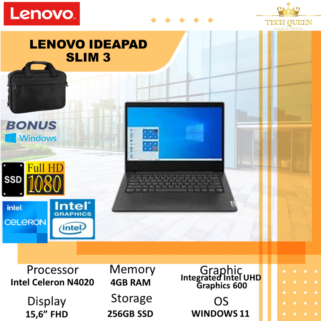 LENOVO IDEAPAD SLIM 3 15 - N4020 4GB 256SSD WINDOWS 11PRE 15.6INCH