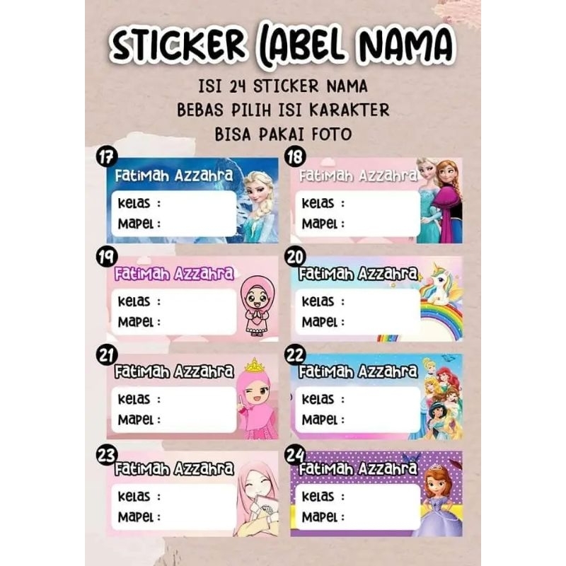 

Sticker nama untuk sekolah