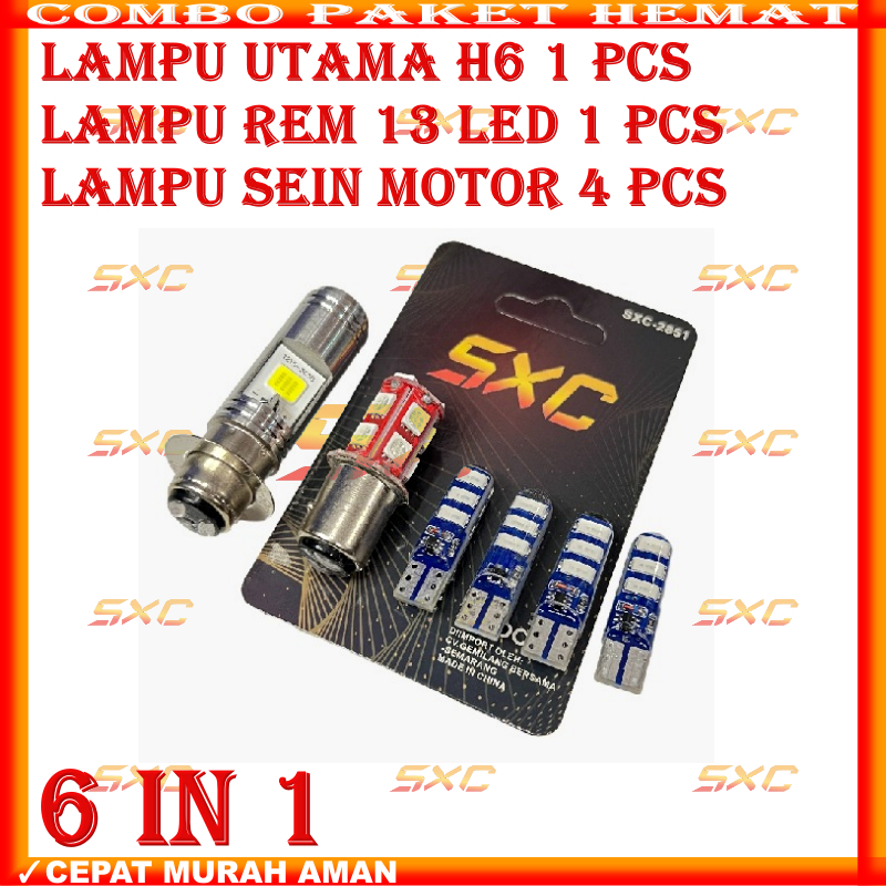 PROMO PAKET LAMPU MOTOR LED H6 BOHLAM STOP PLUS SEN MOTOR | LAMPU UTAMA MOTOR H6 LAMPU REM MOTOR LAM