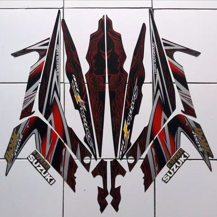 striping stiker satria fu 2011 barong hitam abu full bodi