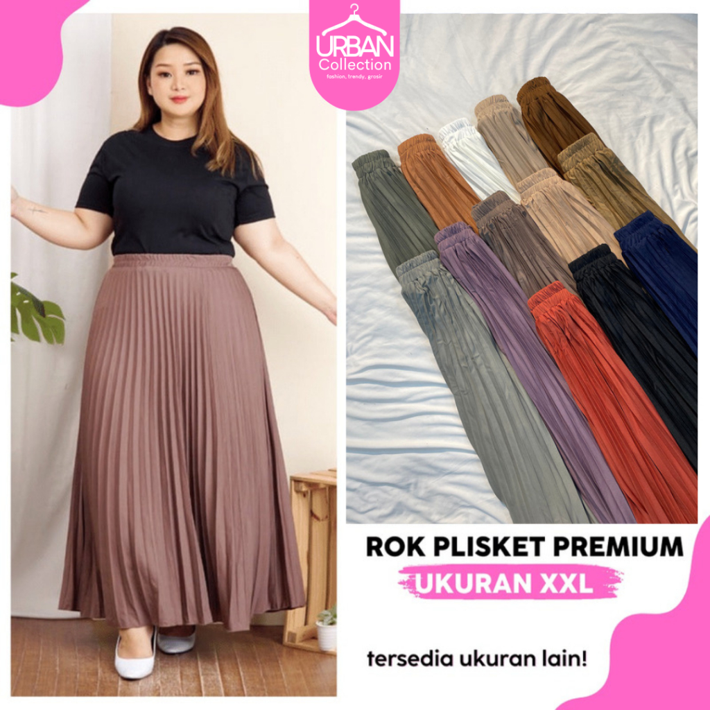 Rok Plisket XXL SUPER JUMBO Premium termurah/Rok Panjang Rempel Wanita