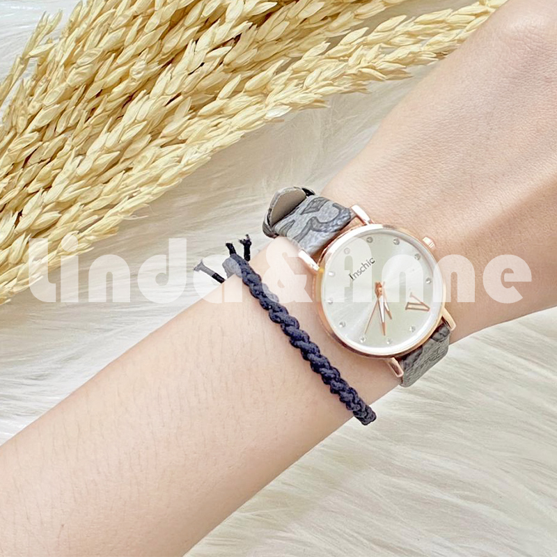 Jam Tangan Wanita Analog Strap PU Leather Design Lucu Korean Fashion Import