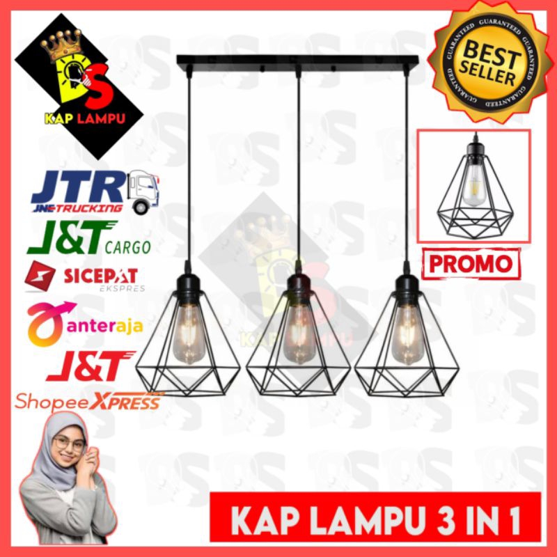 KAP LAMPU GANTUNG HIAS 3 IN 1 MINIMALIS DIAMOND