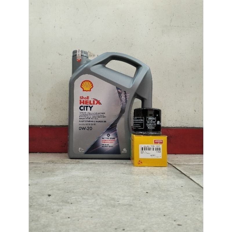 Paket Shell Helix City 0W-20 + Filter Oli Ertiga/ XL7/ Ignis/ S-Presso