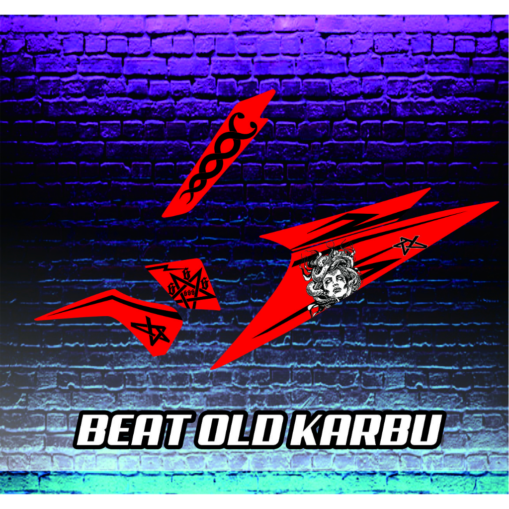 STRIPING STIKER MOTOR BEAT KARBU / VARIASI BEAT LAMA . BEAT KARBU MOTIF POLET MEDUSA VARIASI LIS STI