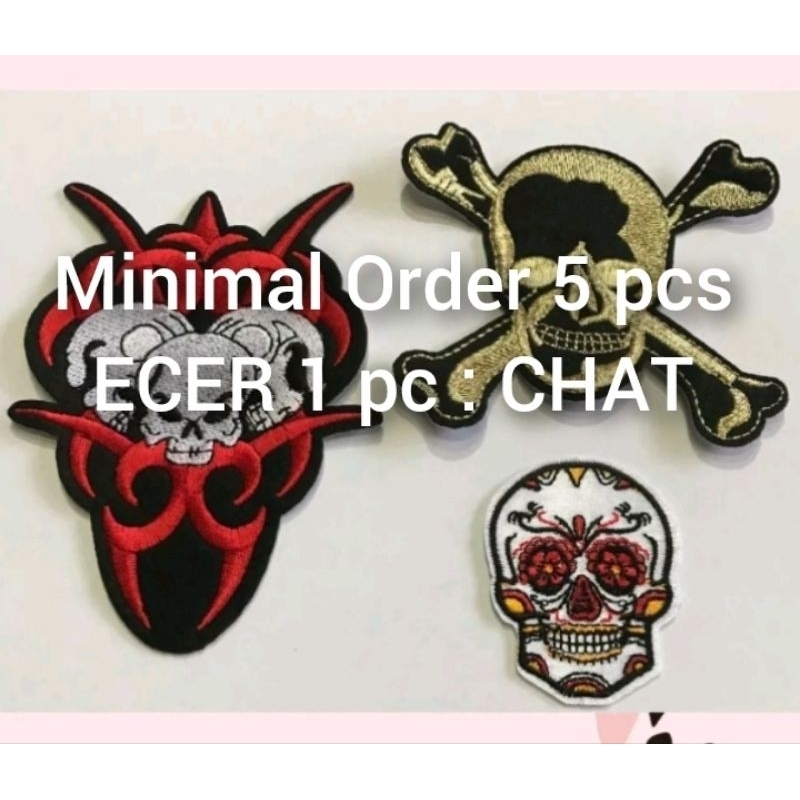 PATCH BORDIR TENGKORAK | EMBLEM BORDIR BENTUK