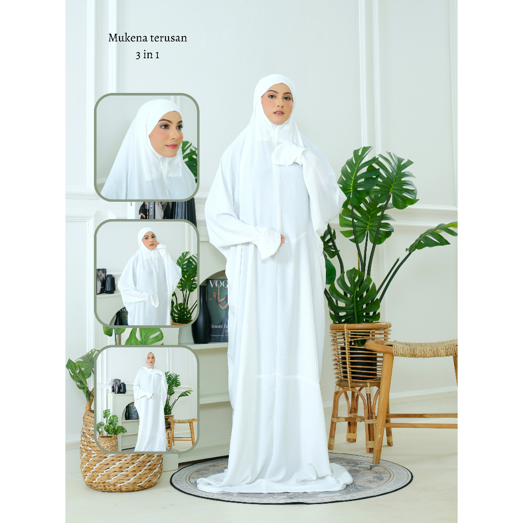 SYADZILAH - Mukena Terusan Dewasa Polos Travelling Crinkle Airflow 3in1 Premium Mewah