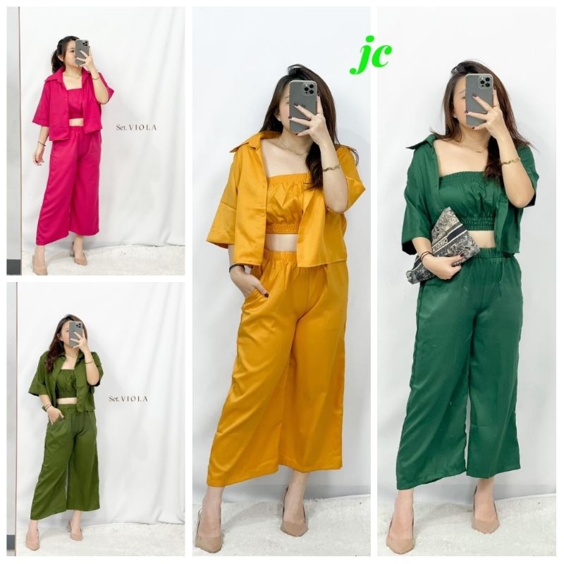 JCNS - STELAN 3IN1 VIOLA / Set 3in1 Wanita Casual / Stelan Wanita Terbaru