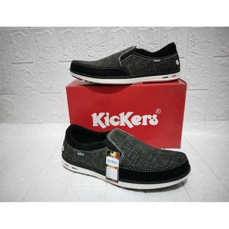 Sepatu Casual Pria Sepatu Slip On Bahan Levis Kickers Santai Kerja Kantor Size 39-43