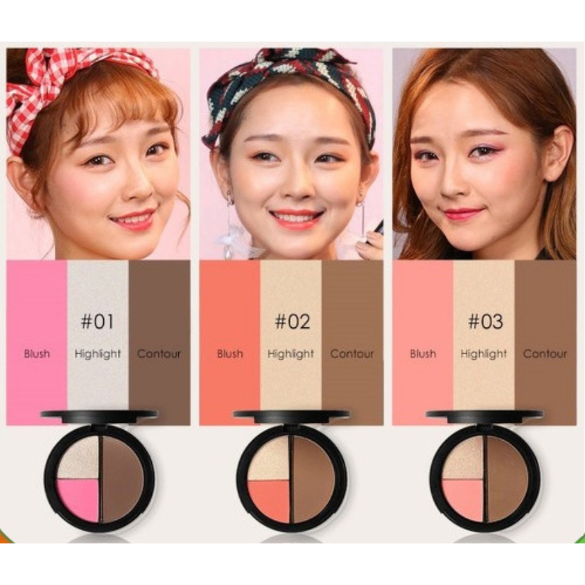 FOCALLURE FA20 Trio Blush Highlight &amp; Contour Muti-use