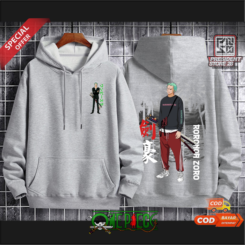 Switer Zoro One piece Hoodie Jumper Pria - Sweater Hodie Rorona Zoro - OutWear Pria Sweeter Keren