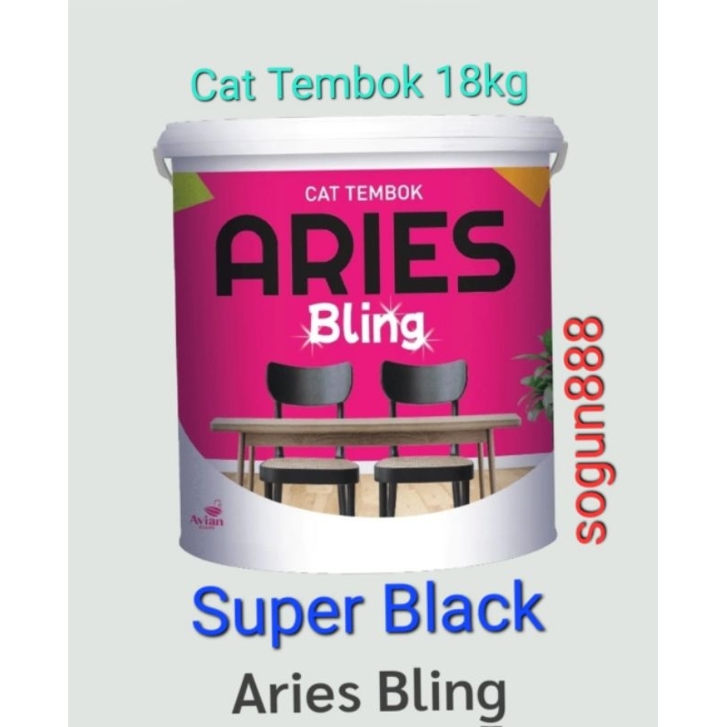 Cat tembok Aries Bling 18 kg Super black / hitam..