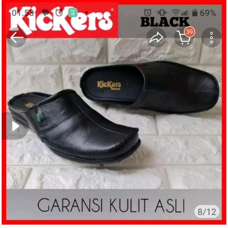 Sandal sepatu Slop Bustong Pria Kulit Asli Semi Formal Original  8011