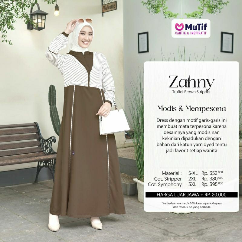 Mutif Zahny Stone Blue Zahny Mauve Wine Zahny Truffle Brown Baju Muslim Gamis Dress Casual Premium Terbaru Ori Lebaran 2023 Sarimbit