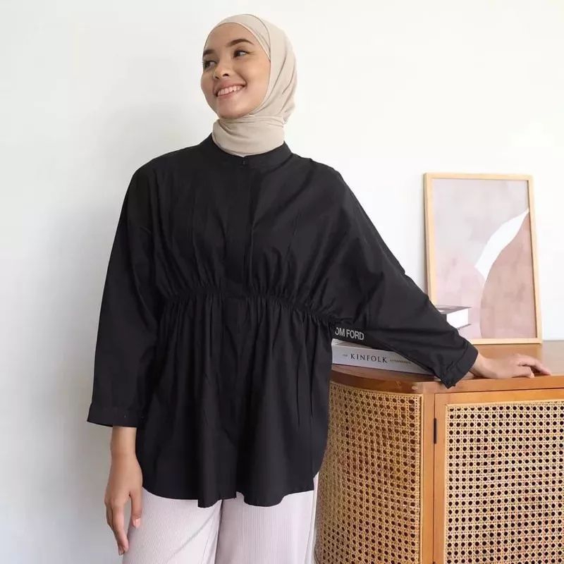 Alya shirt-kemeja wanita oversize -kemeja wanita kerut depan