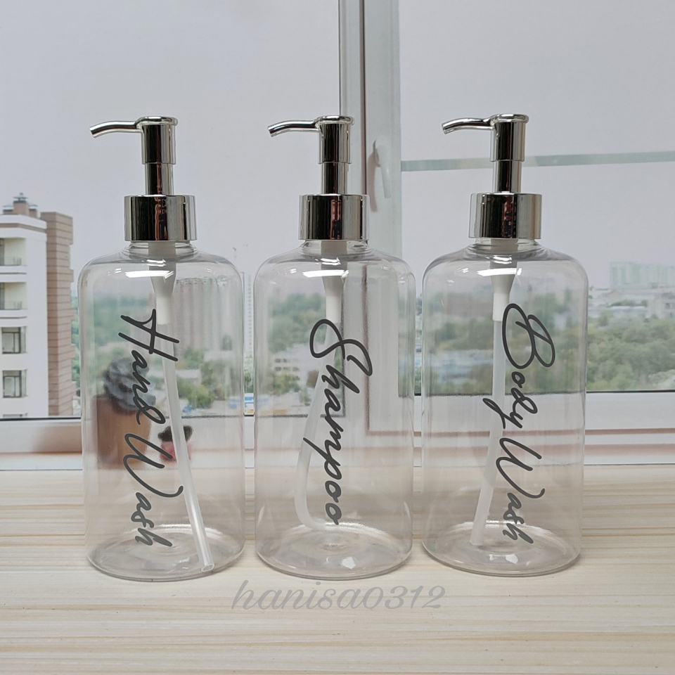 Botol Pump 500ml Bening / Botol Sabun Cair Pump Clear Gold 500ml Luxury