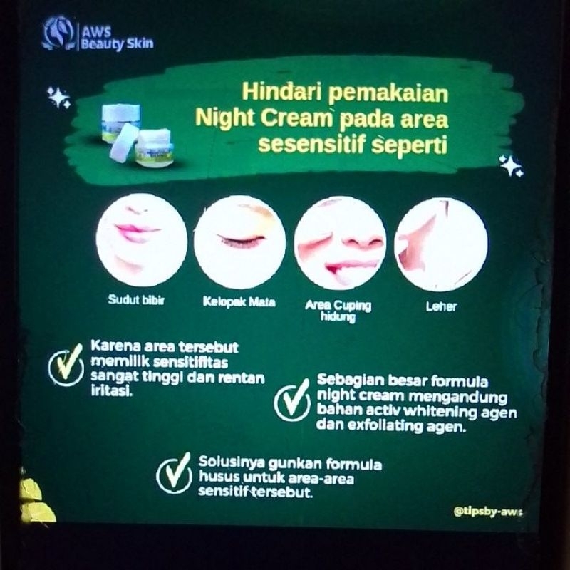 AWS NIGH CREAM/CREAMKULIT NORMAL/CREAM FLEK AWS BEAUTY SKIN