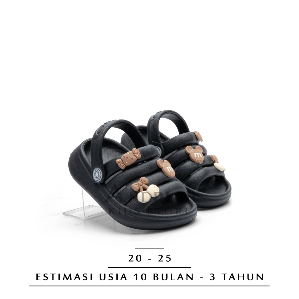 Irsoe - New Sandal anak perempuan baby girl model selop garis tali belakang berkarakter 1 - 3 tahun