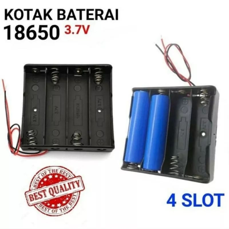 Holder Baterai 4x 18650 Battery Case Kabel