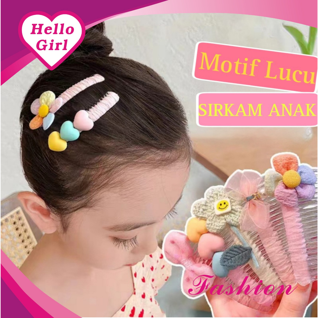 (Hello Girl)F238 Sirkam Rambut Anak Terbaru Lucu Bahan Plastik Motif Beragam Gaya Korea Import