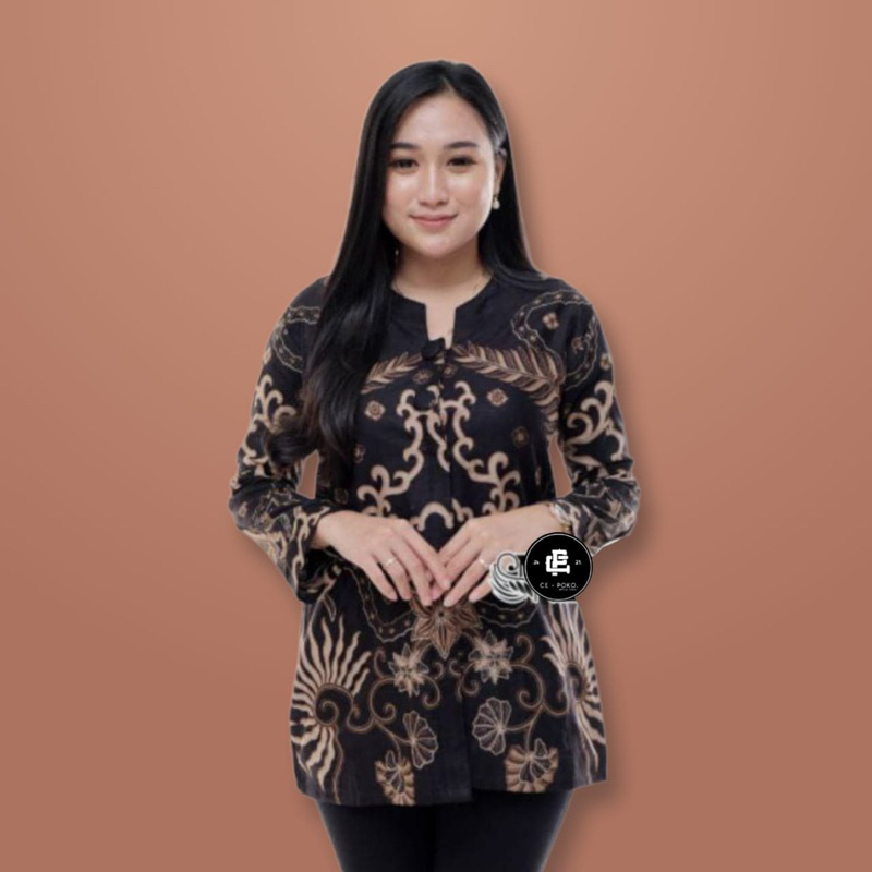 Baju Batik Wanita Atasan Blouse Terbaru Modern Seragam Resespsi Kantor Kerja Original