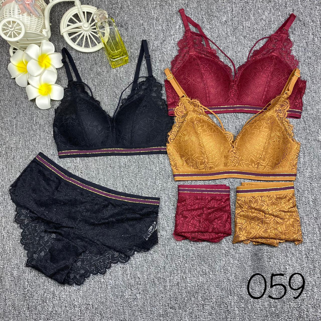 BRA/BH WANITA 059# 1 SET ( BH + CD) IMPORT SIZE 32-36 TIDAK ADA KAWAT, BUSA TIPIS