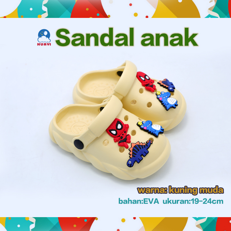 MODEL 710L  baru barang Sandal anak laki-laki sama baby hadiah ulang tahun bahan EVA crocs anak no19-24 putih pucat warna krem hitam biru laut pink hijau Pengembalian gratis