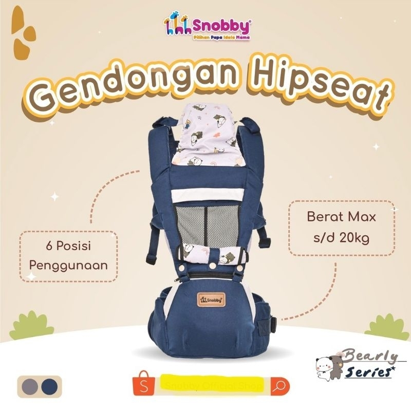 Gendongan Bayi Snobby Hipseat 6 Posisi + Saku Sirkulasi Bearly Series - SBG 7343