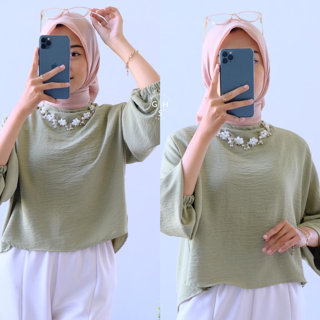 CLARA BLOUSE OVERSIZE ATASAN WANITA KEMEJA CRINCLE AIRFLOW PREMIUM (RPA)