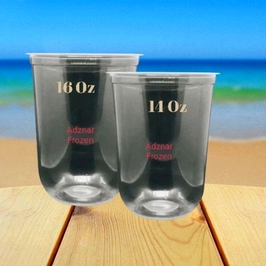 Gelas plastik cup oval 14 Oz & 16 oz